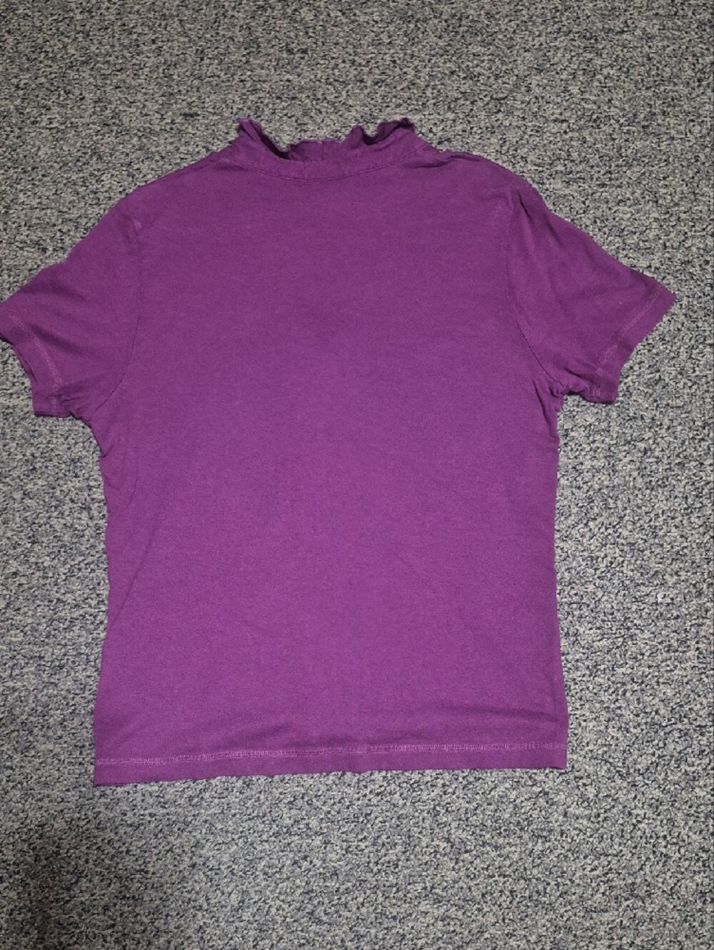 Tory Burch Purple Ruffle Henley Short Sleeve Tee - Picture 4 of 4